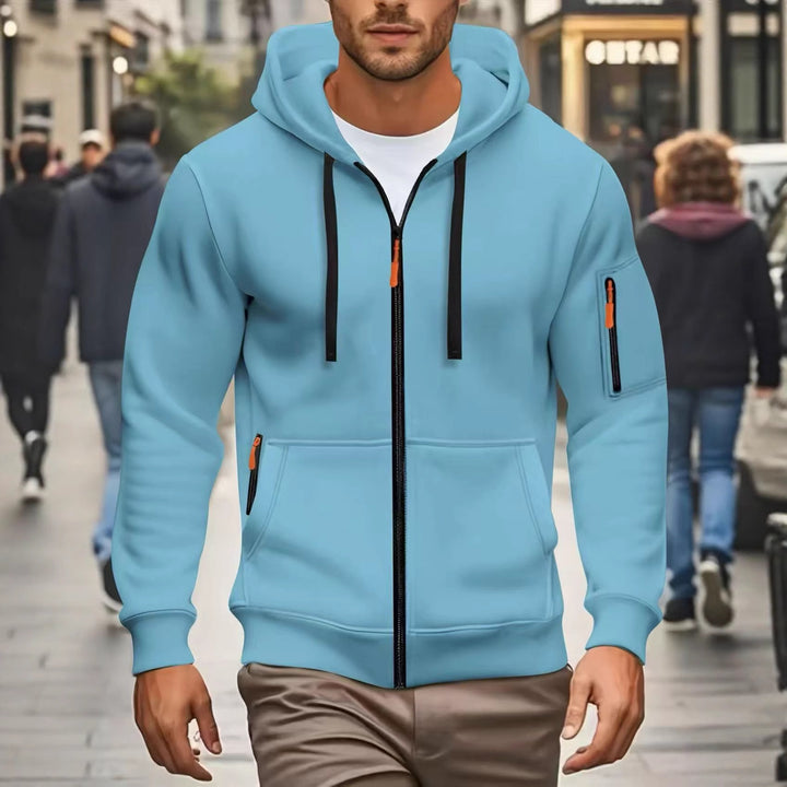 Herren nan funktionale Kapuzenjacke mit durchgehendem Reißverschluss, Ärmeltasche und elastischen Bündchen Echo Archiv
