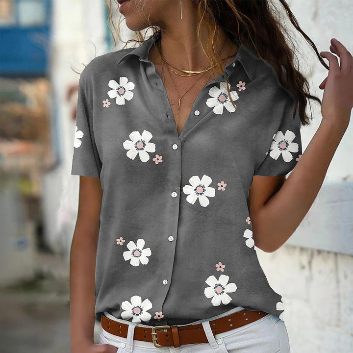 Damen Bluse mit Blumenmuster, Hemdkragen und lockerer Passform Echoarchiv