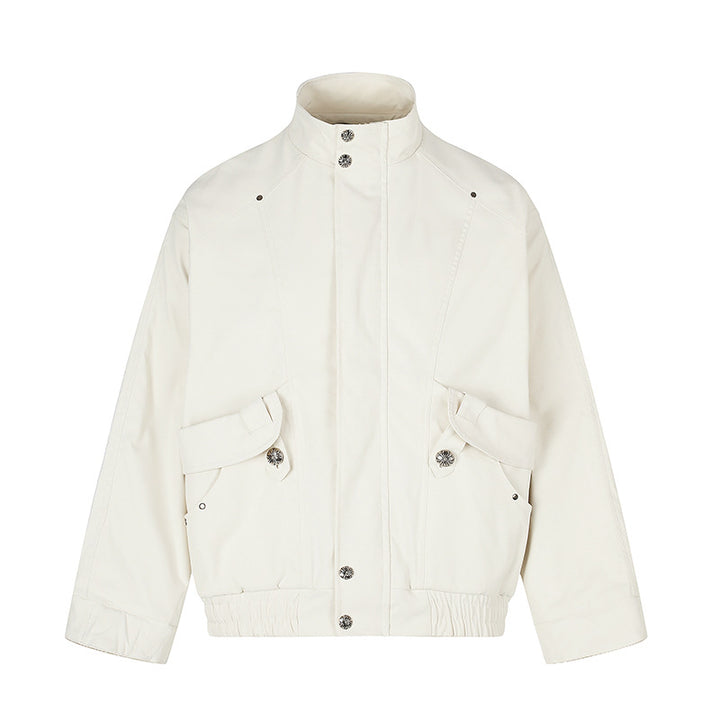 Damen Leichte Oversize-Fieldjacke mit Stehkragen, Druckknopfleiste und aufgesetzten Klappentaschen Echoarchiv