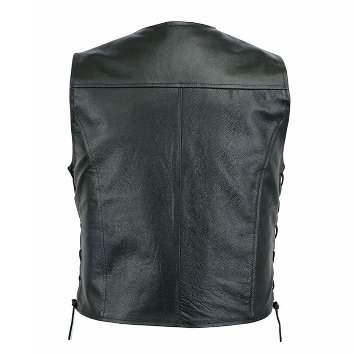 Herren elegante Lederweste mit seitlichen Taschen und praktischen Verschluss Echoarchiv