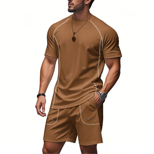 Herren Sportliches Kurzarm-T-Shirt und Shorts Set mit atmungsaktiven Eigenschaften Echoarchiv
