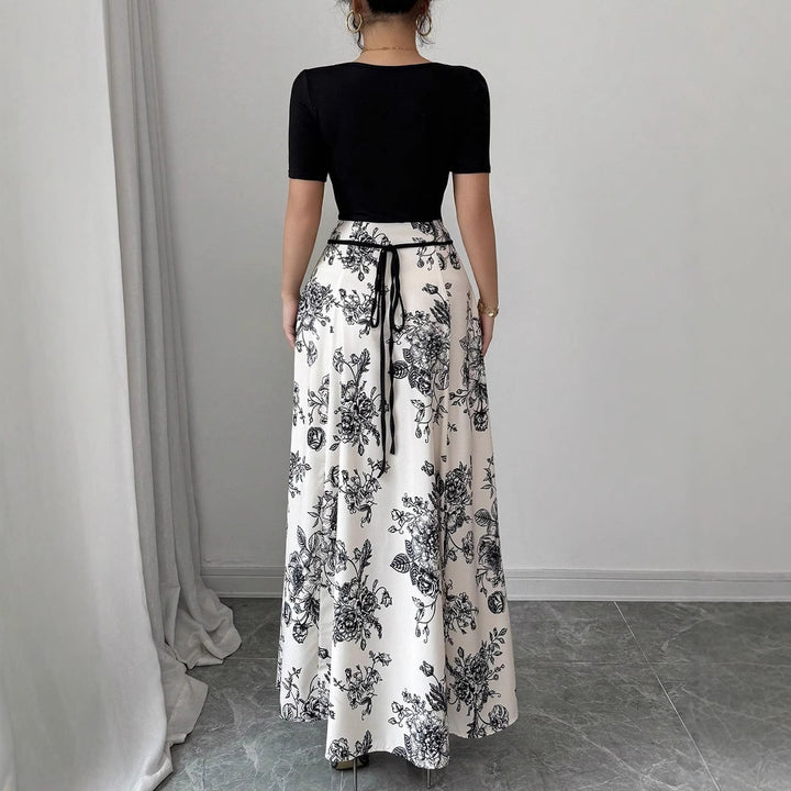Damen Hochtaillierter Maxirock mit floralem Print und ausgestelltem Schnitt – Avérine