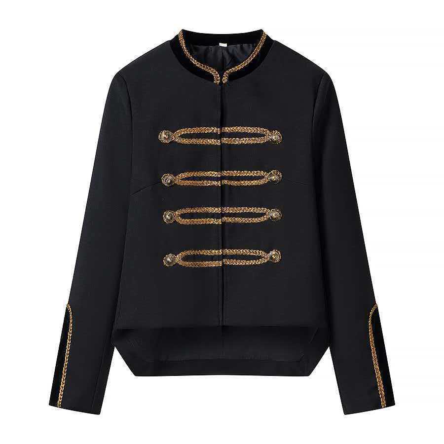 Damen Cropped-Militärjacke mit Zierkordel und Samtkragen Echo Archiv