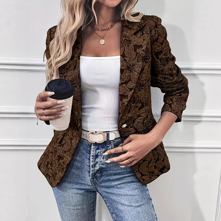 Damen Taillierter Jacquard-Blazer mit floralem Reliefmuster – Valéne