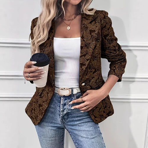 Damen Taillierter Jacquard-Blazer mit floralem Reliefmuster – Valéne