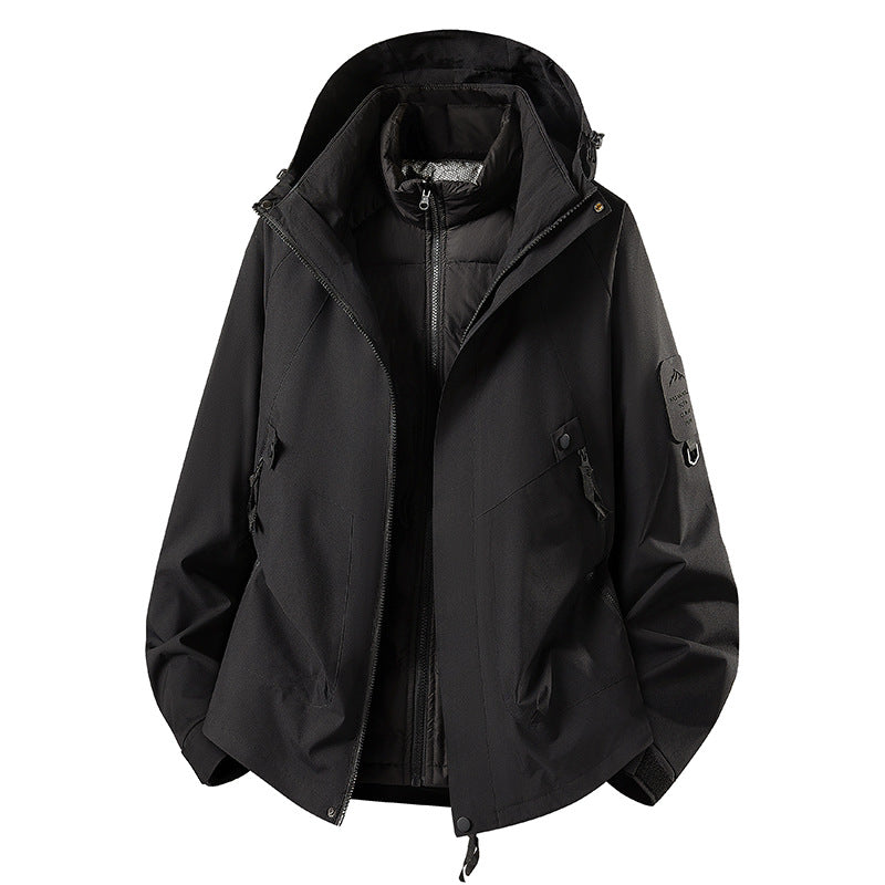 Herren Zwei-in-eins Wetterschutzjacke mit abnehmbarer Steppweste und verstellbarer Kapuze Echoarchiv