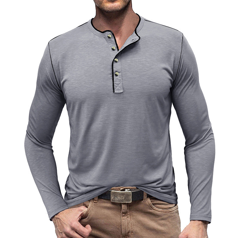 Herren Langarm-Henley-Shirt mit modischen Details und bequemer Passform Echoarchiv