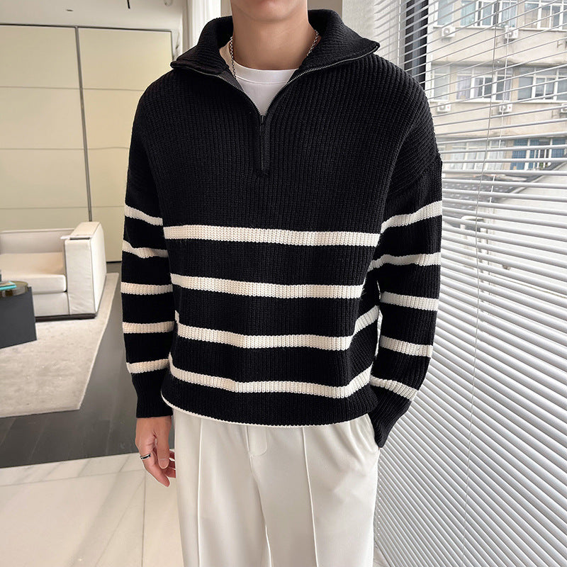 Herrenmode Strickpullover mit Stehkragen und Reißverschluss Echo Archive