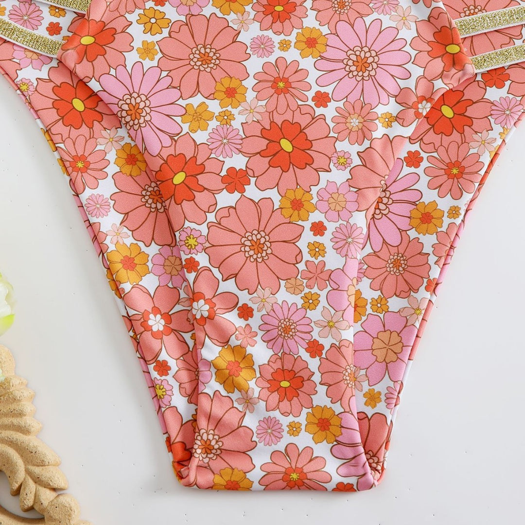 Damen Bikini-Set mit floralem Design und goldenen Akzenten Echo Archiv