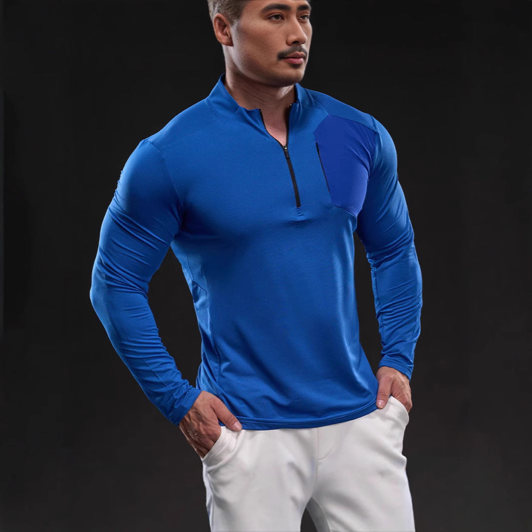 Herren Atmungsaktives Funktions-Langarmshirt mit kurzem Reißverschluss und Slim‑Fit – Marzano