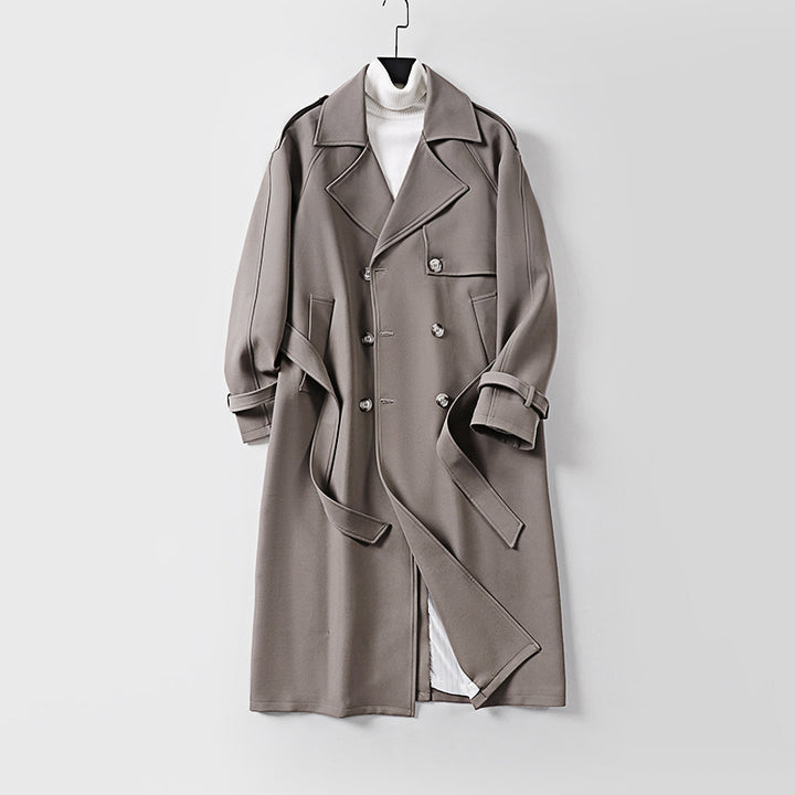 Damen Zweireihiger Oversized Trenchcoat mit weitem Schalkragen und Bindegürtel Echoarchiv