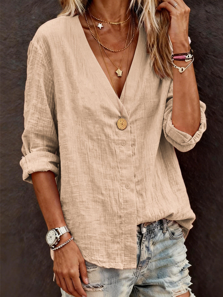 Damen Leichte V-Ausschnitt Bluse aus atmungsaktivem Material Echo Archiv