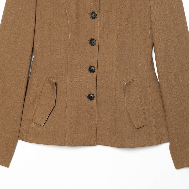 Damen taillierte Sakkojacke mit kontrastkragen und Wiener Nähten – Célinea
