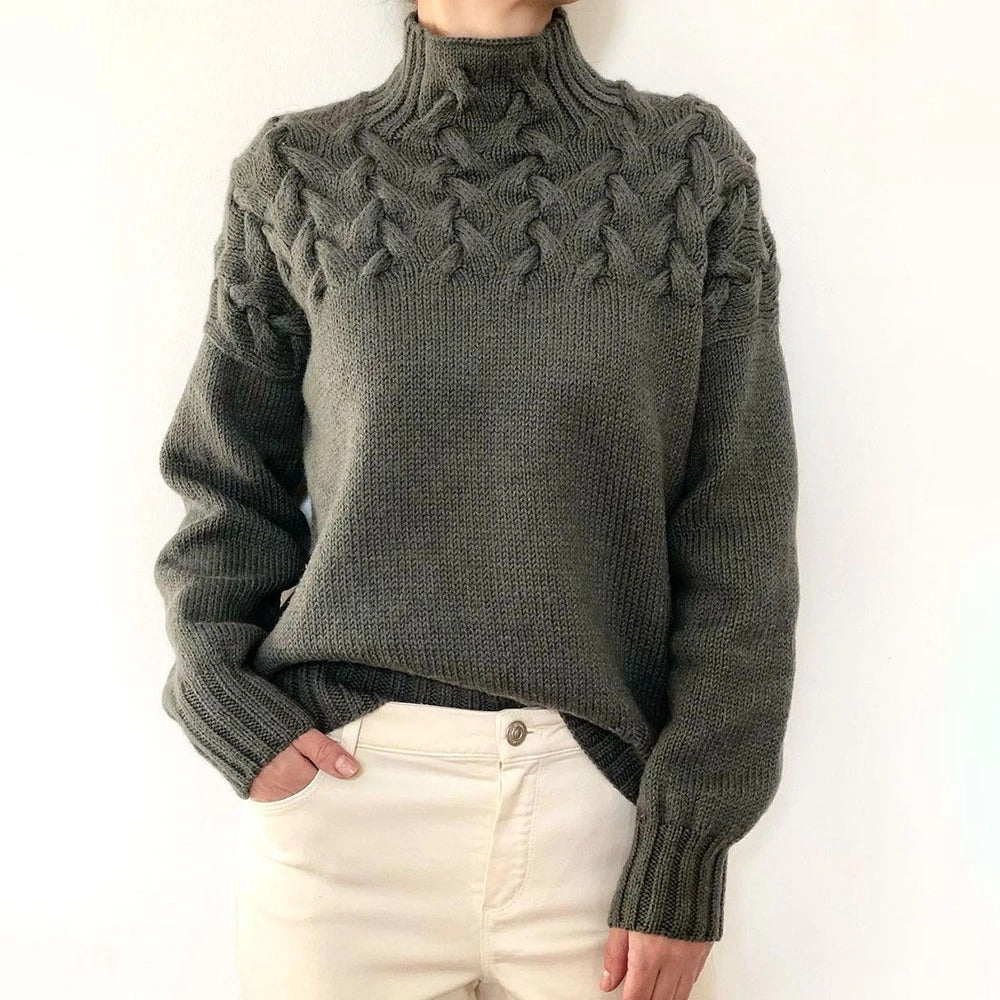 Damen nan Strickpullover mit Zopfstruktur und hohem Rollkragen Echo Archiv