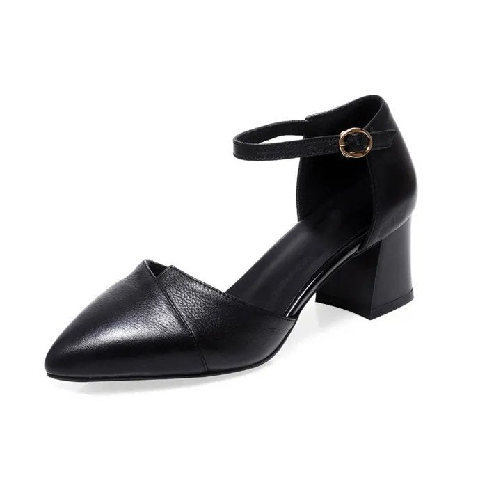 Damen elegante Halbschuhe mit modischer Schnallenverzierung und stabilen Blockabsatz Echoarchiv