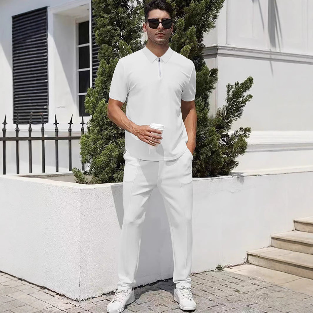 Herren nan urbanes Reise-Poloshirt mit kurzem Frontreißverschluss, elastischem Interlock und knitterarmer Pflege Echo Archiv