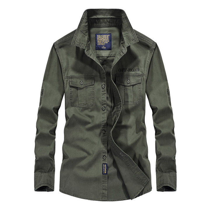 Herren Robustes Canvas-Utility-Hemd mit Brusttaschen und Kentkragen – Arvello