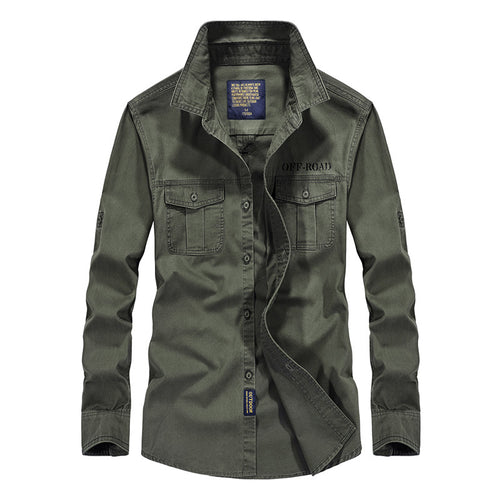 Herren Robustes Canvas-Utility-Hemd mit Brusttaschen und Kentkragen – Arvello