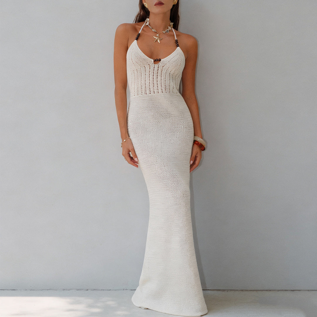 Damen Elegantes Maxikleid mit tiefem V-Ausschnitt und schmalem Schnitt Echo Archiv