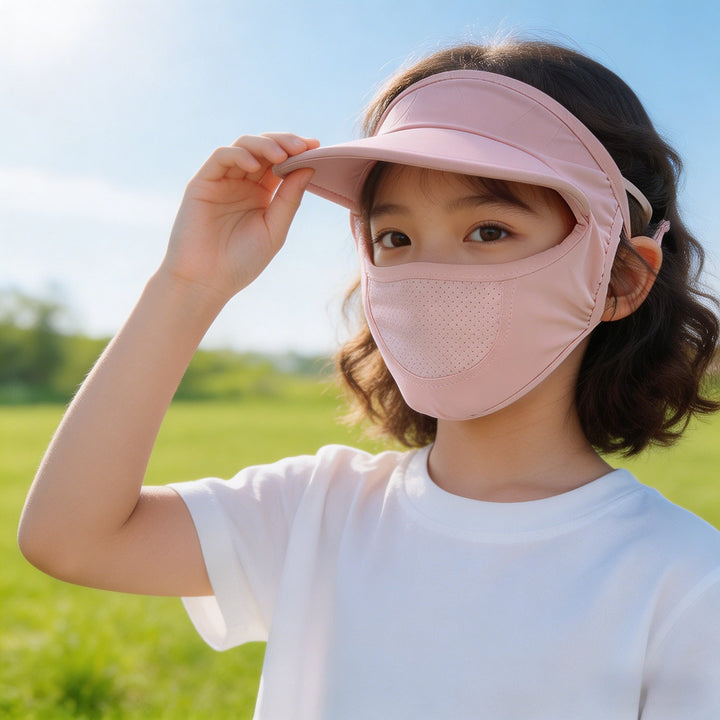 Unisex nan Kinder-Sonnenvisier mit integrierter atmungsaktiver Gesichtsmaske, verstellbarem Nackengurt und perforierter Kinnpartie  Echo Archiv