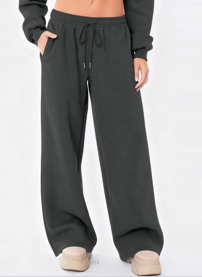 Damen weite Loungehose mit hohem Komfortbund, elastischem Tunnelzug und seitlichen Eingrifftaschen – Avélisse