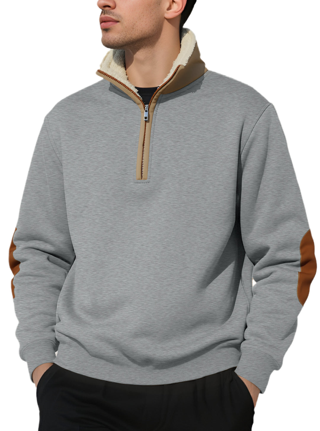 Herren Kapuzenpullover mit halbem Reißverschluss und weichem Fleecefutter Echoarchiv