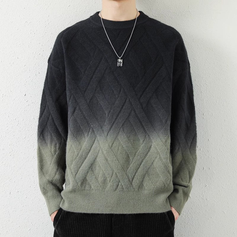 Herren Gemusterter Strickpullover mit modischem Farbverlauf Echoarchiv