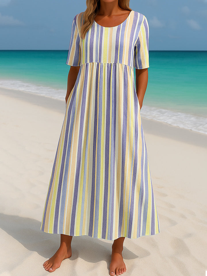 Damen lässiges Maxikleid mit hellen Streifen Echo Archiv
