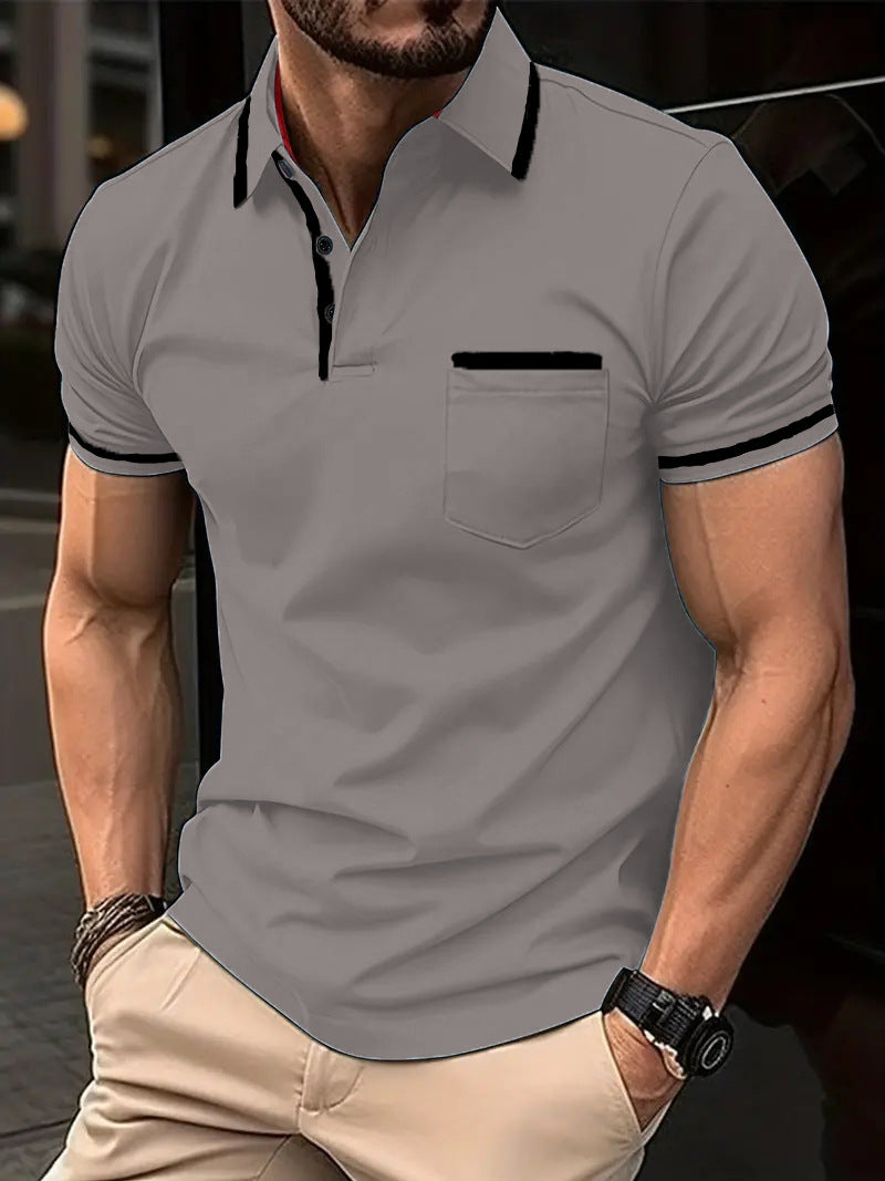Herren Poloshirt mit kontrastierenden Details und praktischer Brusttasche Echoarchiv