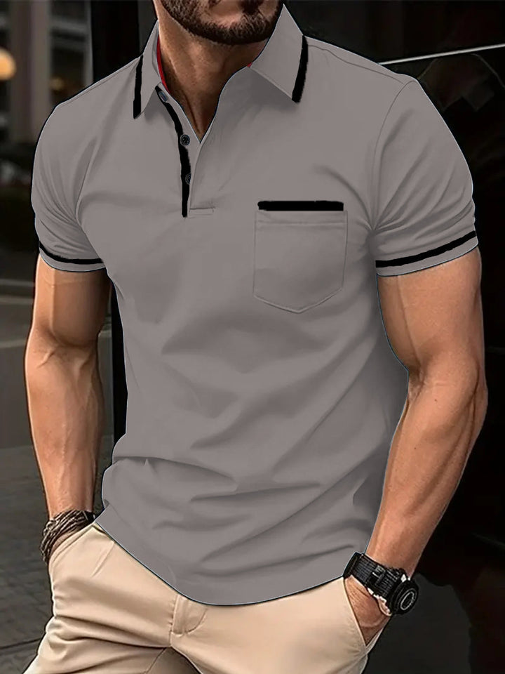 Herren Poloshirt mit kontrastierenden Details und praktischer Brusttasche Echoarchiv
