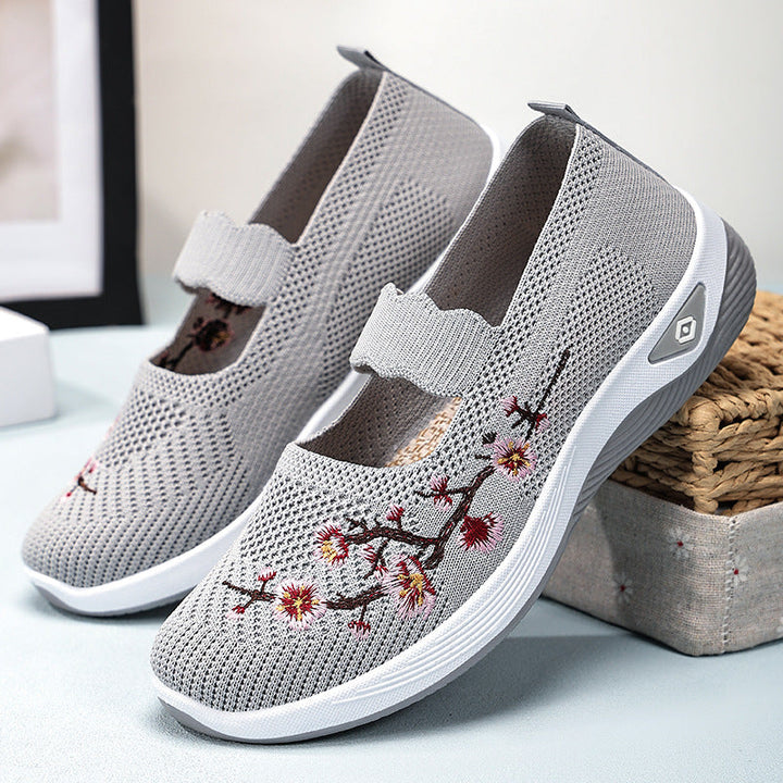 Damen Sportliche Slip-On Sneakers mit floralem Stickdesign Echo Archiv