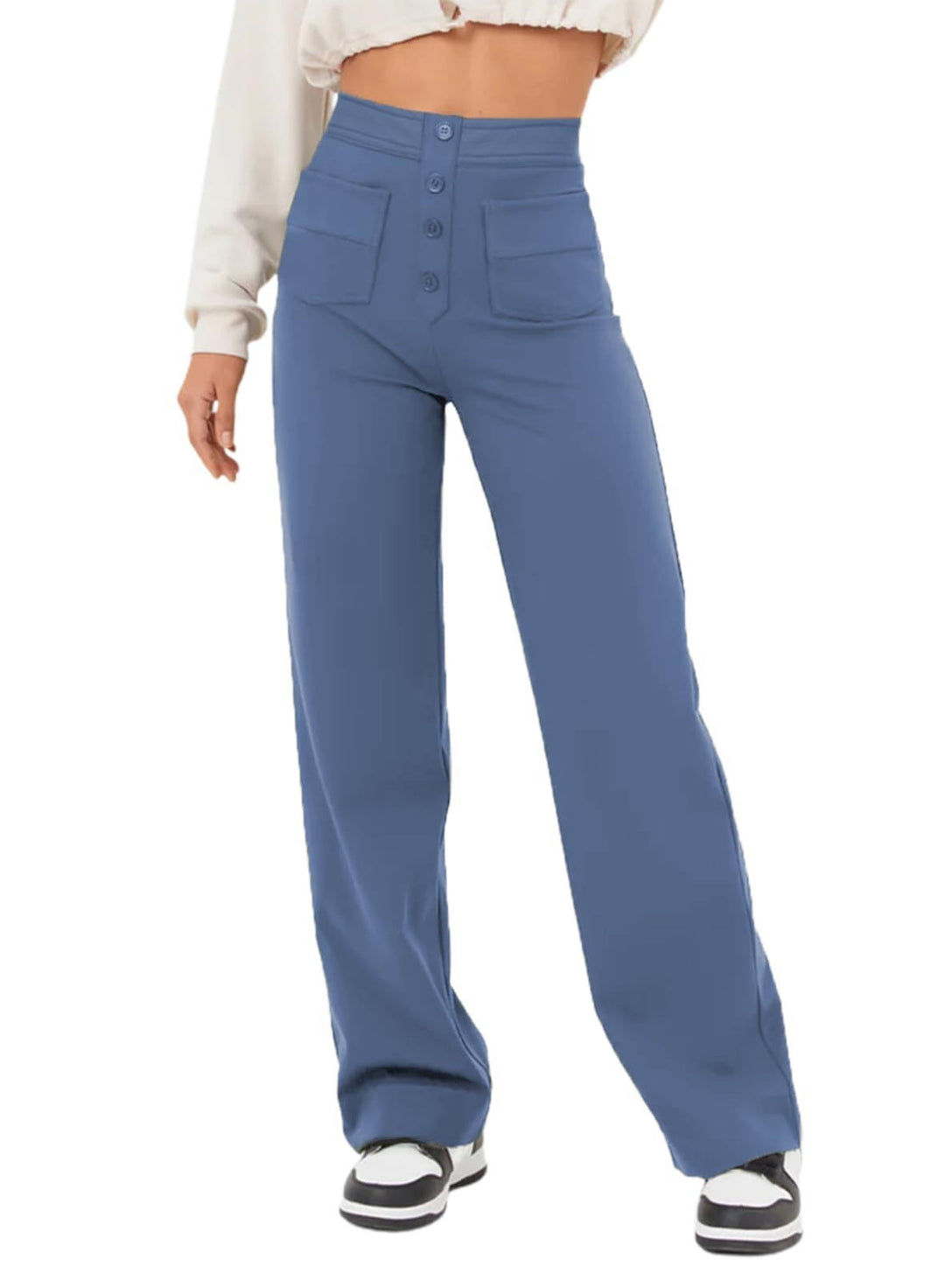 Damen Hochtaillierte Wide‑Leg Hose mit aufgesetzten Taschen Echo Archiv