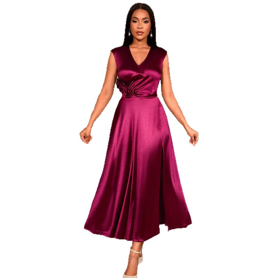 Damen elegantes Maxikleid mit herzförmigem Ausschnitt und seitlichem Schlitz Echo Archiv