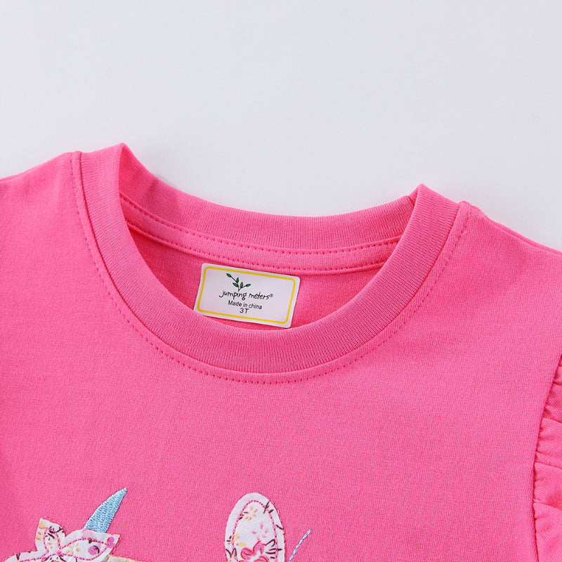 Mädchen T-Shirt mit kreativen Rüschendetails und bezauberndem Einhorn-Motiv Echo Archiv