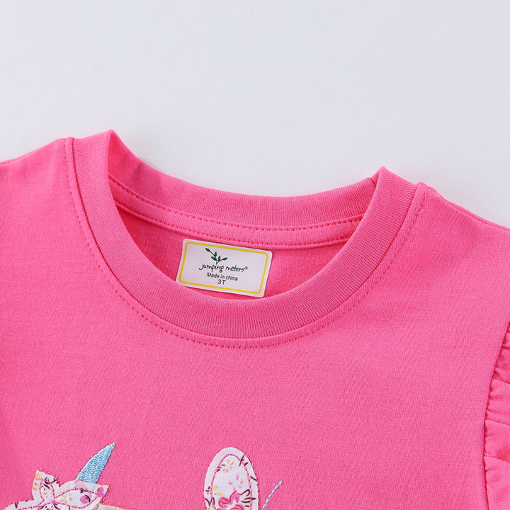 Mädchen T-Shirt mit kreativen Rüschendetails und bezauberndem Einhorn-Motiv Echo Archiv