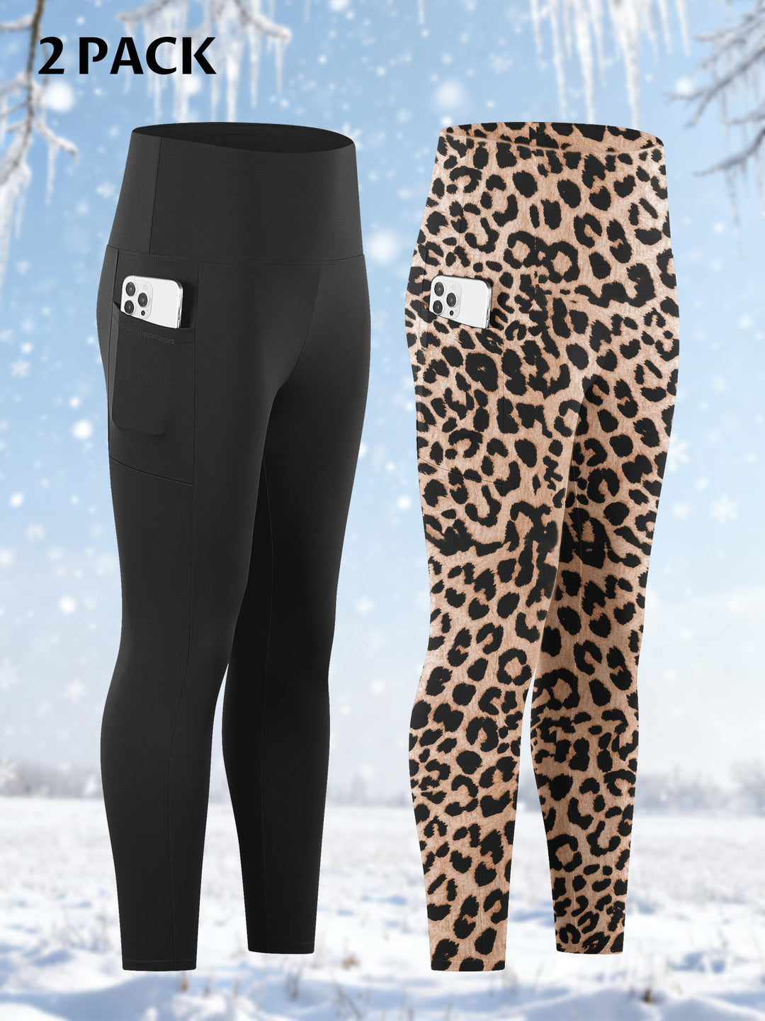 Damen Knöchelhohe Sportleggings mit hohem Bund und seitlicher Smartphone-Tasche – Avélisse