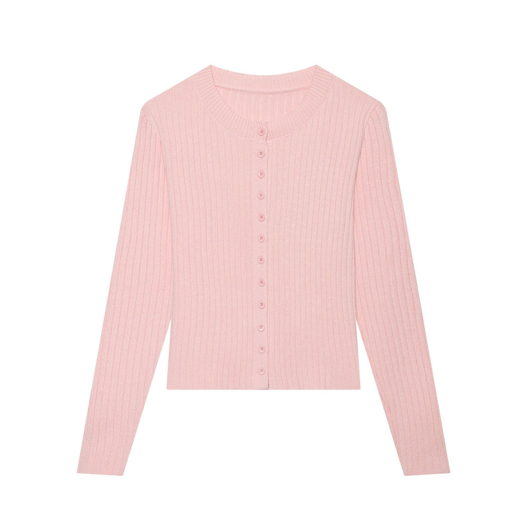 Damen Feinstrick‑Cardigan mit Rippstruktur und durchgehender Knopfleiste Echoarchiv