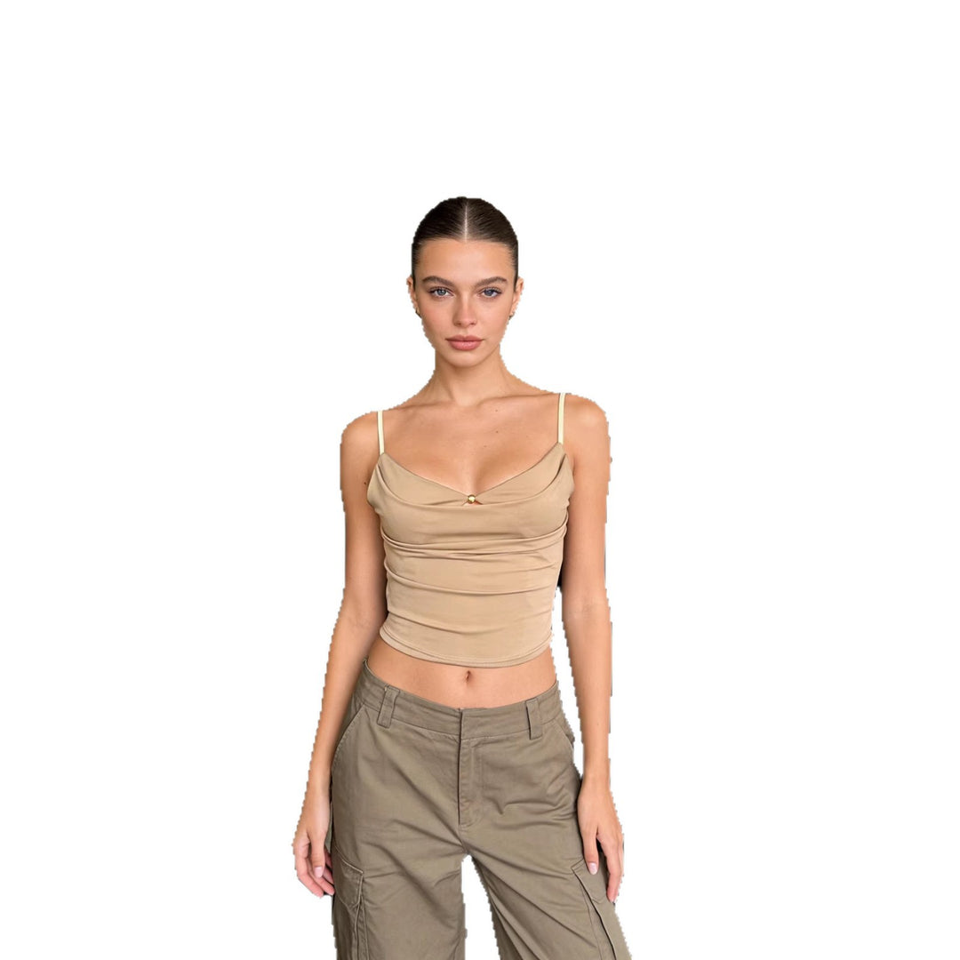 Damen Trendy Drapiertes Oberteil mit feiner Goldapplikation Echo Archiv
