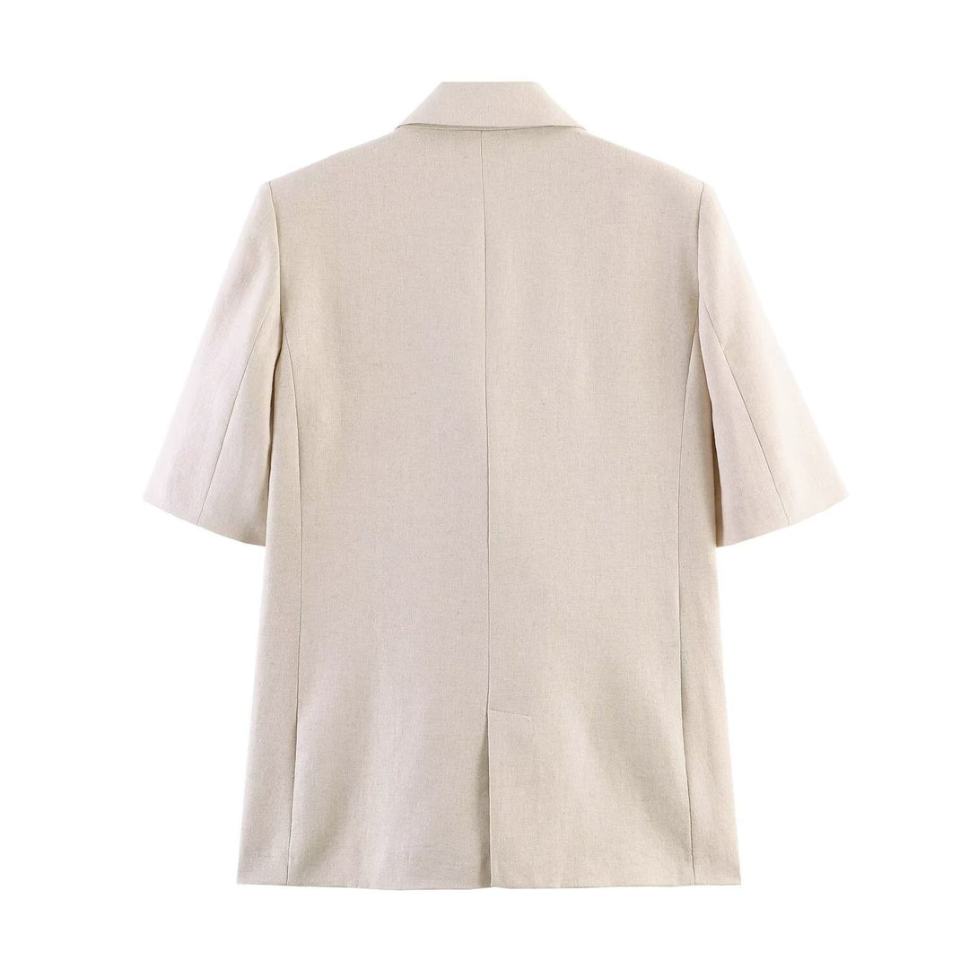 Damen Weite Leinenhose mit eleganten Falten und hohem Bund Echo Archiv