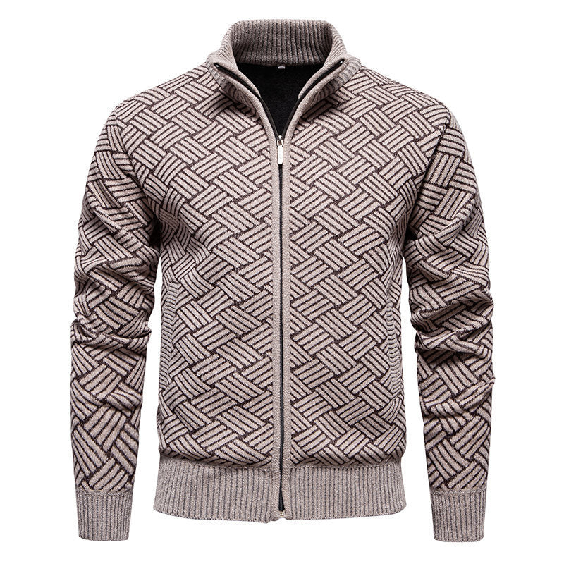 Herren modische Strickjacke mit hochgeschlossenem Kragen und Reißverschluss Echoarchiv