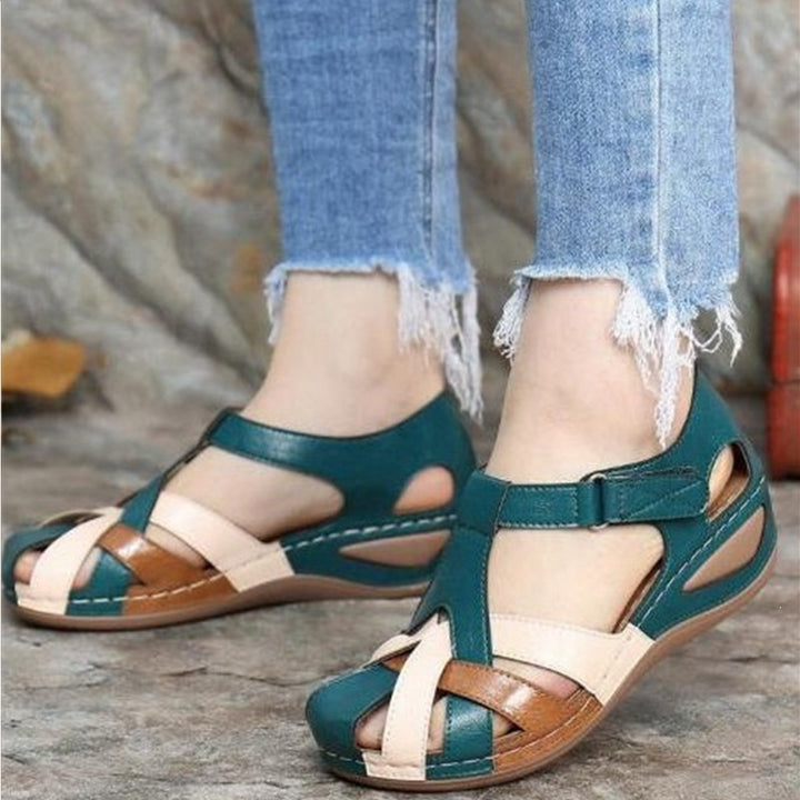 Damen Geschlossene Riemen-Sandalen mit gepolstertem Komfortfußbett und Klettverschluss – Sorelia