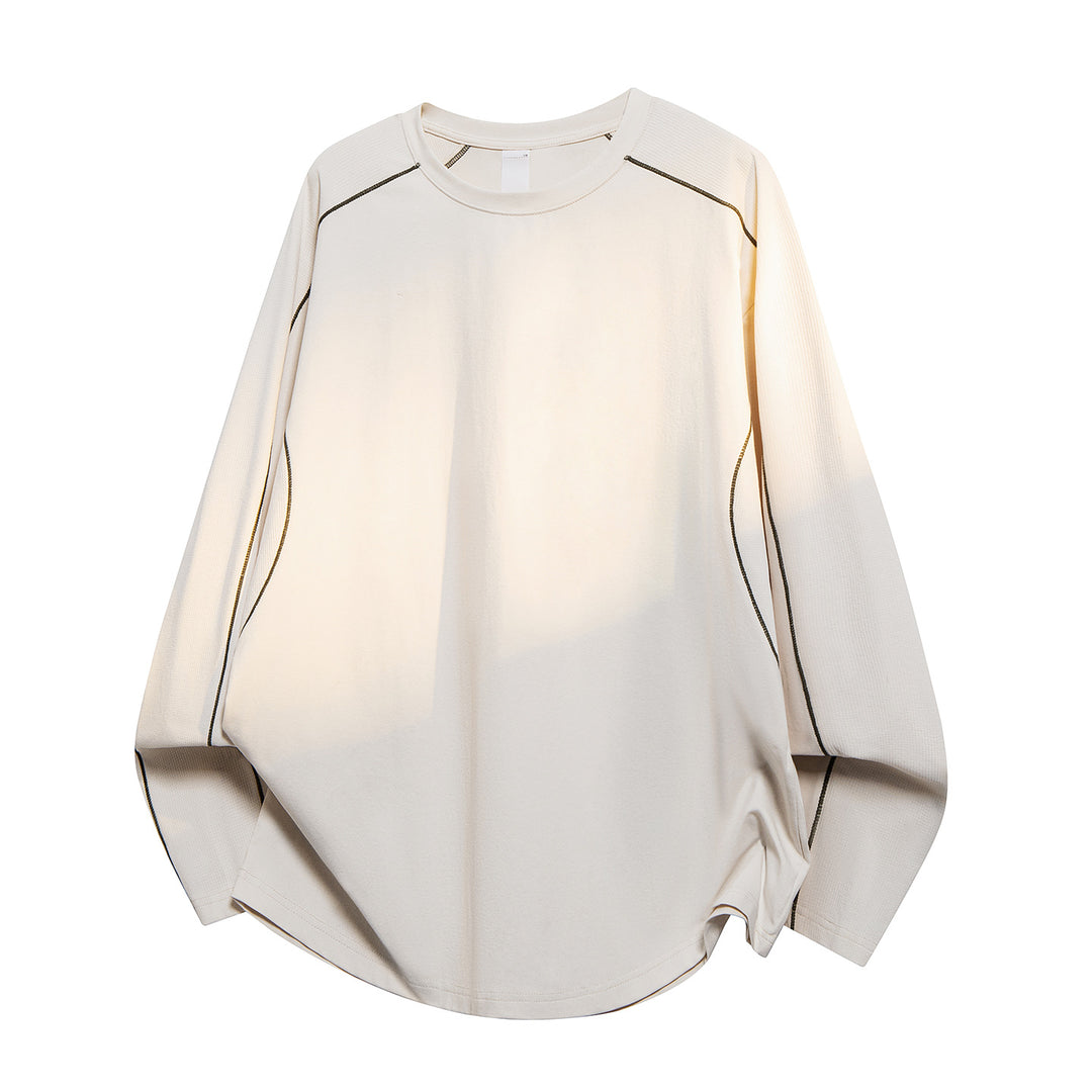 Damen Oversize-Langarmshirt aus Waffel‑ und Jersey‑Mix mit kontrastierenden Flatlocknähten Echo Archiv