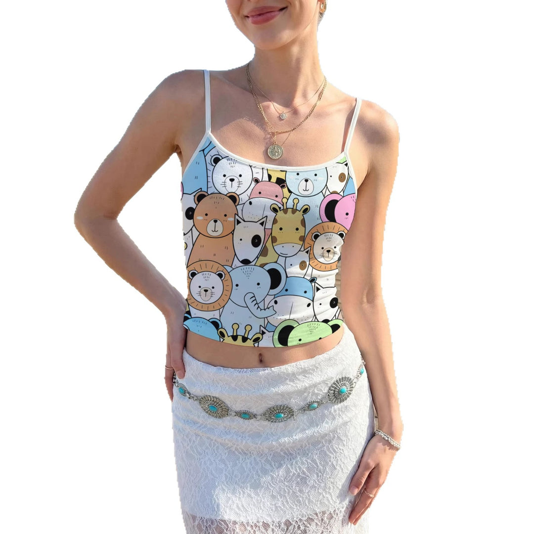 Damen Crop-Top mit floralem Motiv und verstellbaren Trägern Echo Archiv