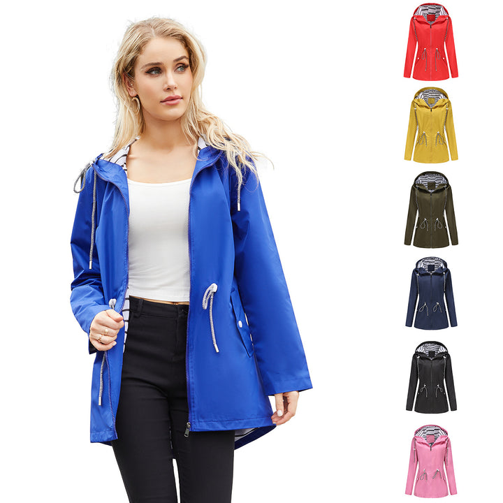 Damen nan leichte wasserdichte Parka Regenjacke mit Taillen-Kordelzug Echo Archiv