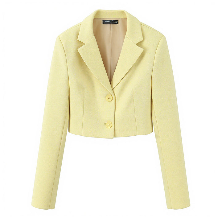 Damen taillierter Cropped-Kurzblazer mit Reverskragen und Zwei-Knopf-Front – Valéne