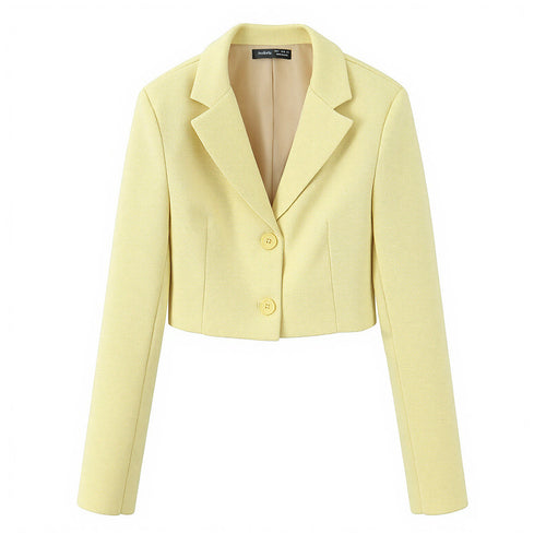 Damen taillierter Cropped-Kurzblazer mit Reverskragen und Zwei-Knopf-Front – Valéne