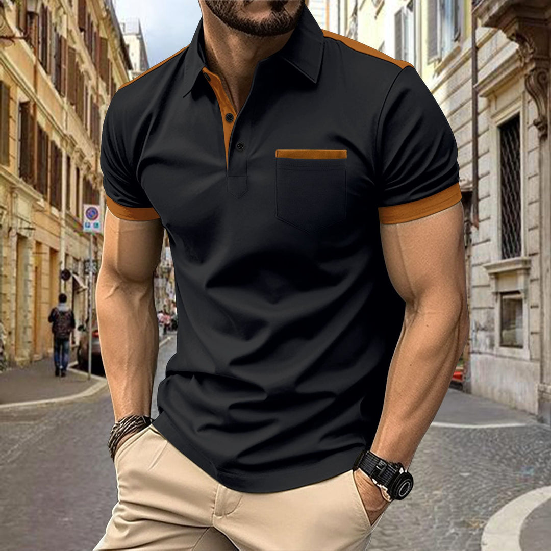 Herren modisches Kurzarm-Polohemd mit stilvollem Kragen und praktischer Brusttasche Echoarchiv