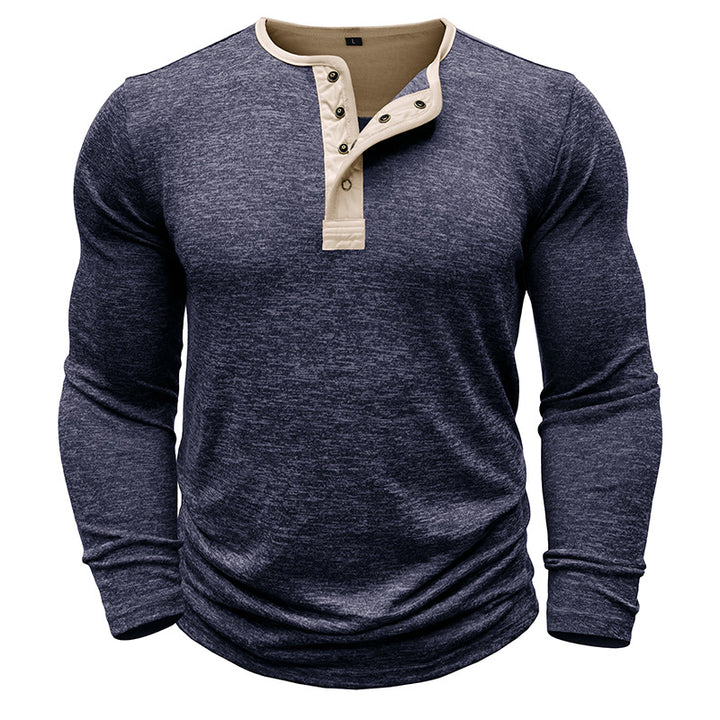 Herren Langarm-Henley-Shirt mit Knopfleiste Echoarchiv