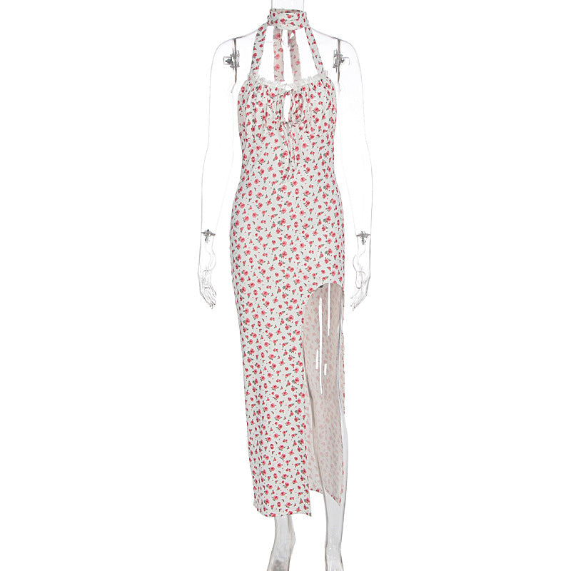 Damen Maxikleid mit floralem Muster, Neckholder und asymmetrischem Saum Echo Archiv