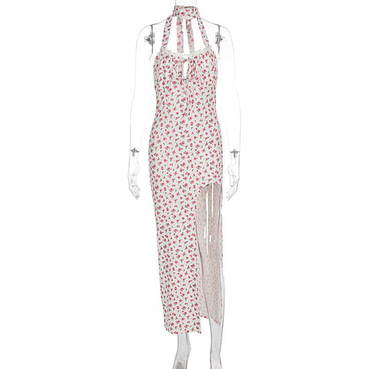 Damen Maxikleid mit floralem Muster, Neckholder und asymmetrischem Saum Echo Archiv